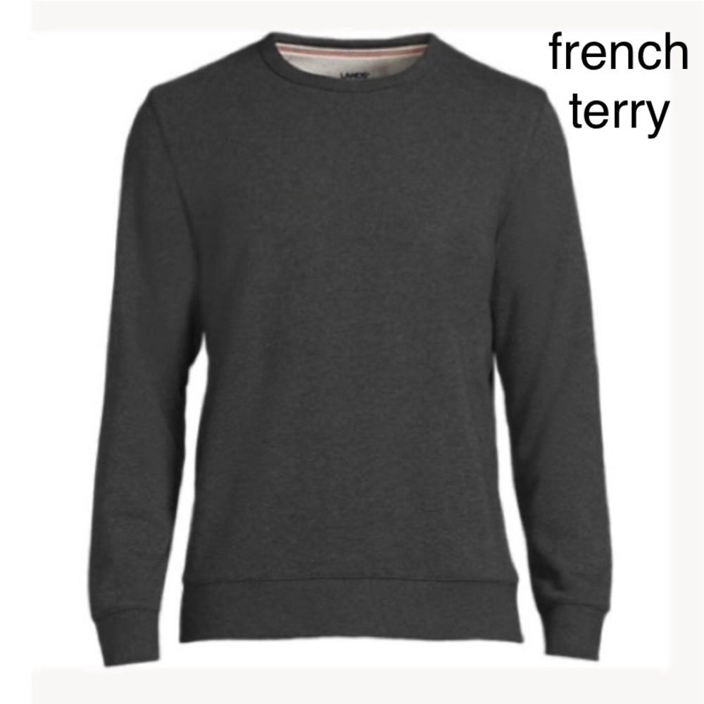 LANDSEND Men’s Serious Sweats FRENCH TERRY SWEATSHIRT Long Sleeve Crew Neck